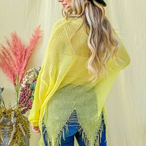 And The Why Distressed Mesh V Neck Spring Sweater Cover Up - Picture 8 of 9